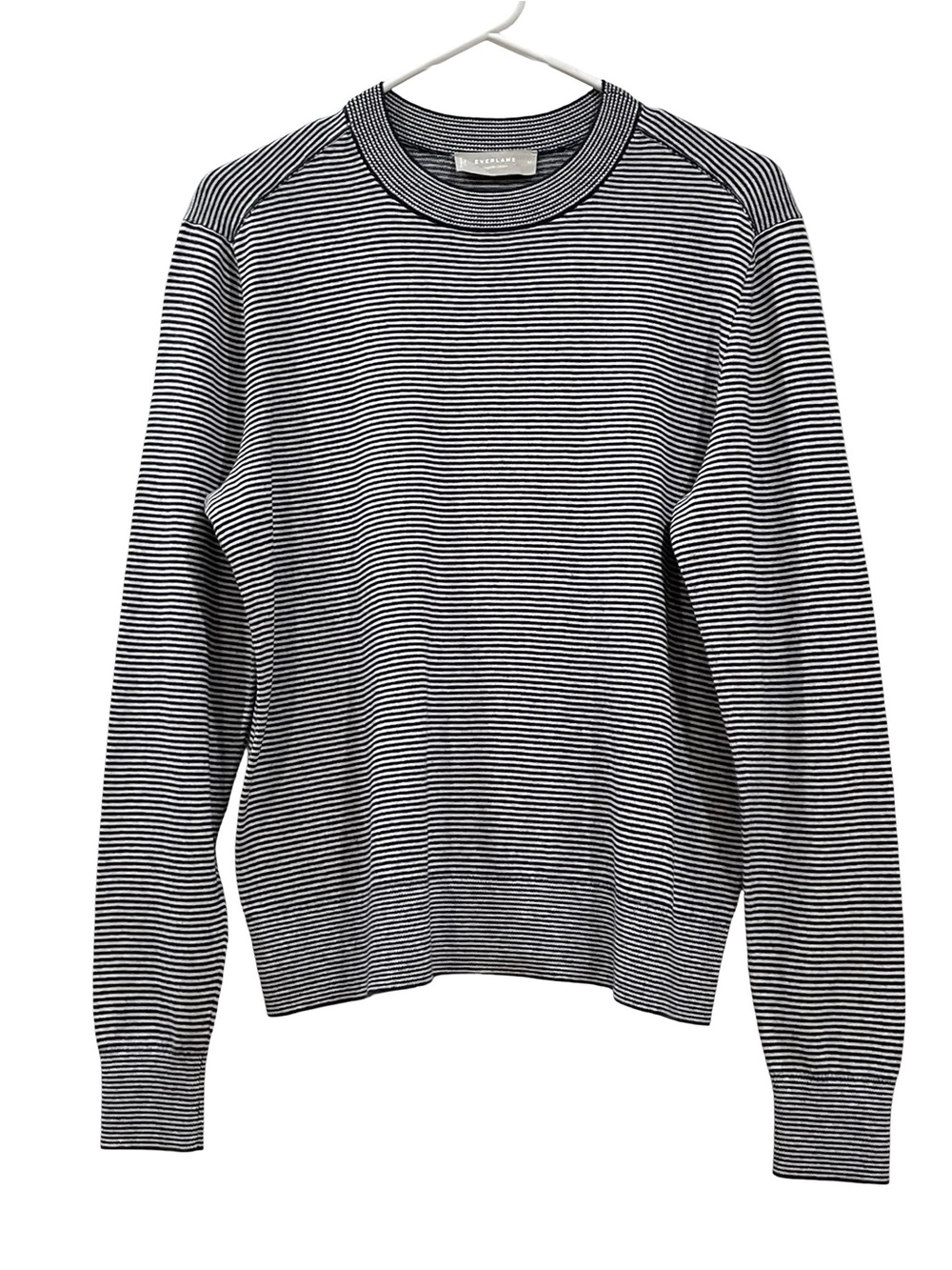 Crewneck Blue/White Sweater, Everlane, Size M